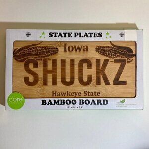 Iowa State Plate Bamboo Cutting Board License Shuckz Charcuterie New In Box